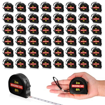 Copkim 50 Pcs 6 ft Mini Tape Measure Retractable Bulk,Black - color: Black