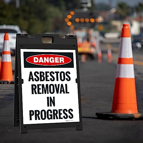 OSHA Danger Asbestos Removal in Progress Sidewalk Sign Kit, - size: 18x24 Inches, style: A-frame + 2 Panel Kit
