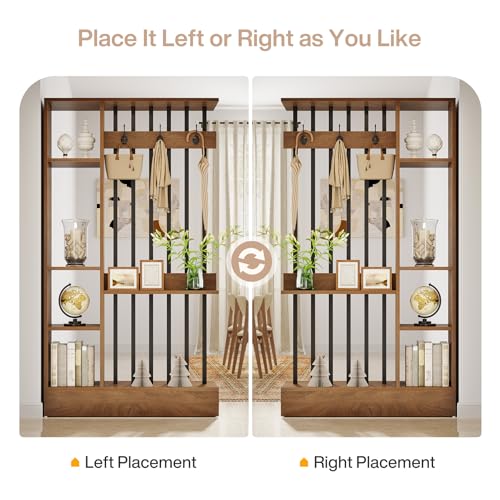 Tribesigns Wall Room Divider with Shelves, 71" Freestanding Room Divider - color: Brown