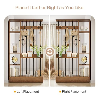 Tribesigns Wall Room Divider with Shelves, 71" Freestanding Room Divider - color: Brown