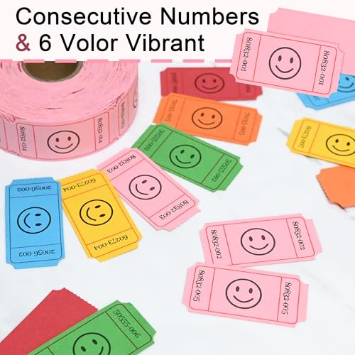 LLIKED 500 Raffle Tickets 1x2inch Smile Pink Single Roll for Events - color: Pink, size: 1"x2"