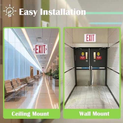 Gruenlich Emergency Exit Sign for Business, Battery Backup, 2 Pack - size: 2-Pack