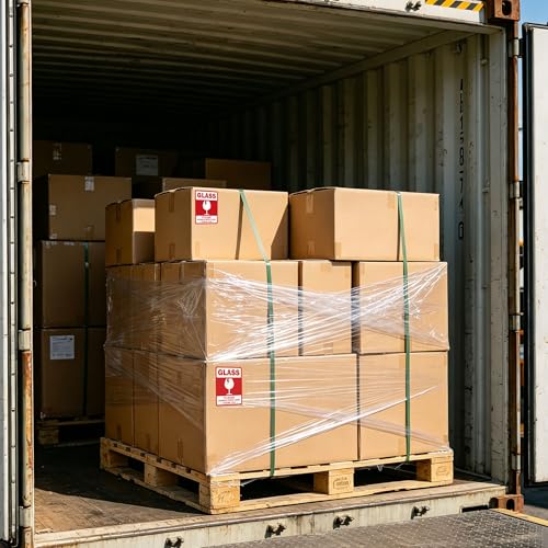 4 x 6 Inch Large Glass Fragile Stickers for Shipping Handle with Care Label