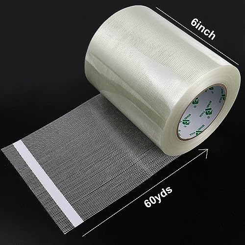 BOMEI PACK Wide Strapping Tape 6Inch, Heavy Duty Reinforced Packing Tape, Fiberglass Filament Tape 60yds 5.5Mil - size: 150mm x 60y/1roll