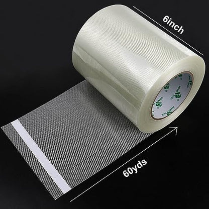 BOMEI PACK Wide Strapping Tape 6Inch, Heavy Duty Reinforced Packing Tape, Fiberglass Filament Tape 60yds 5.5Mil - size: 150mm x 60y/1roll