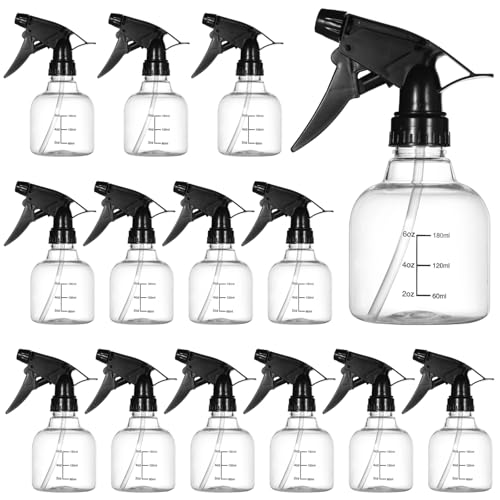 24 Pcs Empty Refillable Spray Bottles, 8 oz Small Leak-Proof Sprayers, Dual Scale Plastic Spray Bottles with Adjustable Nozzle for Hair Care Cleaning Gardening