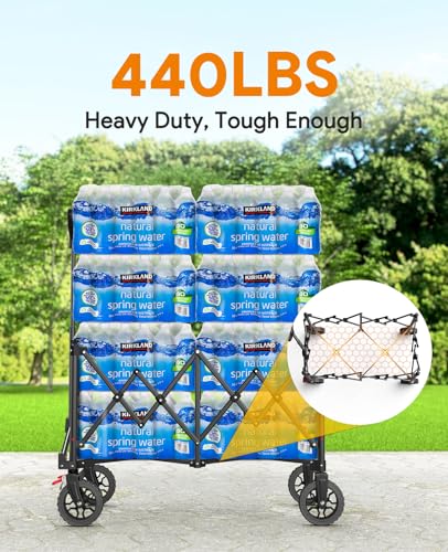 200L Wagons Carts Foldable with Wheels and Brakes for Camping Grocery - color: Black, size: 200l