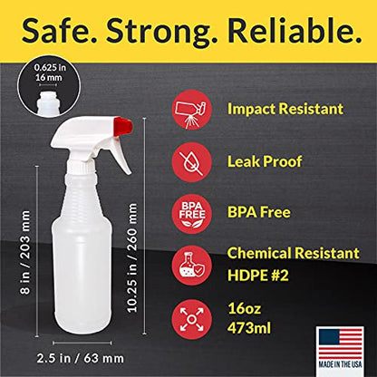 Pinnacle Mercantile Plastic Spray Bottles Leak Proof Technology Empty 16 oz Value Pack of 12 Made In USA - size: 16 Oz, 12 Pack