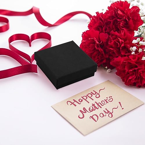 Coobbar Gift Box Necklace Earring Ring Box Gift Box,12 Pieces Square Cardboard Jewelry Gift Boxes,Cotton Filled Cardboard Paper Jewelry Box Gift Case (3.5x3.5x1.25 Inches) (Black) - color: Black