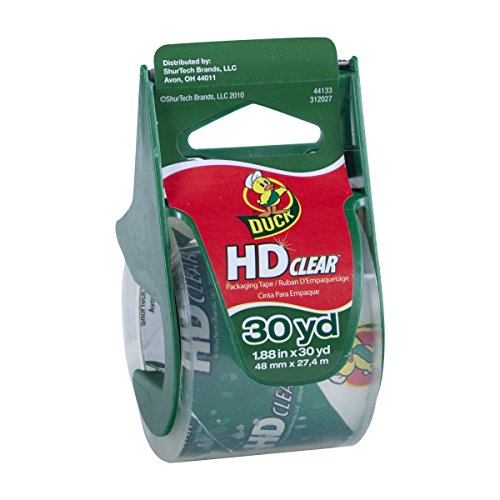Duck HD Clear Heavy Duty Packing Tape with Dispenser, 1.88 Inch x 30 Yard, 1 Roll (281650) - size: 1 Roll, 30 yds, style: Dispenser
