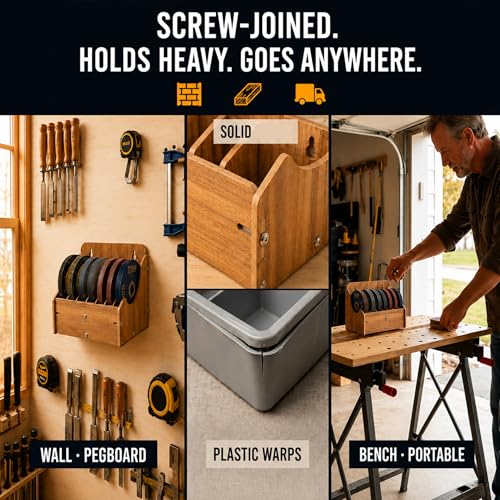 Sandpaper Organizer 5" Inch Sanding Discs, 8-Slot Sanding Disc Storage Holder with Grit Labels, Upgraded Thickened Wooden Sandpaper Storage Rack for Sander Pads, Woodworking Tools, Excluding Sandpaper - style: 5 Inch