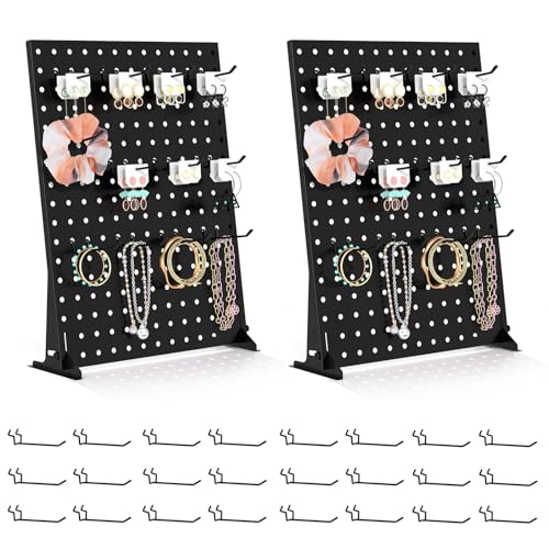 Urban Deco 2 PCS Pegboard Display Stand with 24 Hooks, 17 x 13 Inch, Black - color: Black, style: 2 Set 24 Hooks