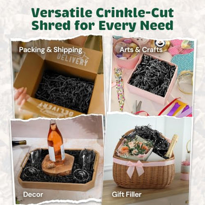 CrinklePak Black Crinkle Paper - 2 LB Gift Basket Filler - color: Black, size: 2 LB