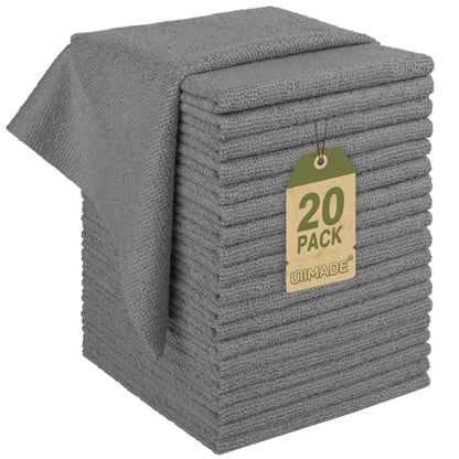 UNIMADE Microfiber Cleaning Cloth, 20 Pack Reusable Microfiber Towels - color: Grey, size: 20PK