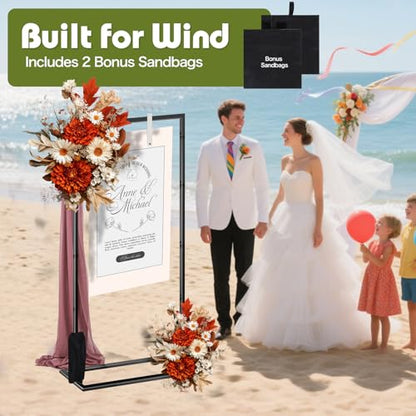 Wedding Sign Stand – Adjustable Metal Easel, 50" or 66" Floor Poster Holder, Black, Perfect for Wedding Welcome Signs, Bridal & Baby Showers, Events, Indoor/Outdoor Use