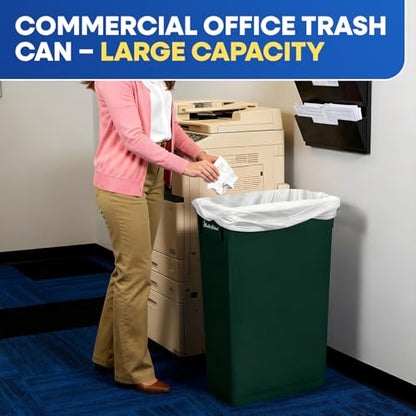 PLASTIC PRINCE 23 Gallon Slim Trash Can Kitchen, Commercial Tall Trash Bin Narrow, Rectangular Slim Jim Skinny Garbage Can for Home Garage Cabinet Restaurant, Green - style: Green Can