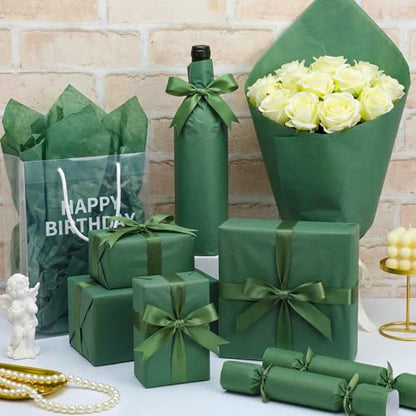 woric 160 Sheets Dark Green Tissue Paper for Gift Bags 20 X 14 Inches - color: Forest Green