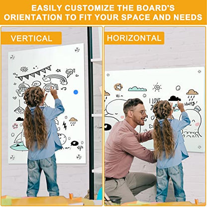 H-Qprobd Dry Erase White Board 48"x36" Glass Magnetic Whiteboard for Wall, Includes 12 Magnets, 8 Markers and 2 Erasers - size: Glass 48"x36"