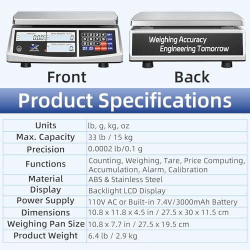Industrial Counting Scales 33lb/15kgx0.1g Precision Digital Bench Scale lb/g/kg/oz Electronic Inventory Scale for Small Parts Coins, Gram Scale Parts Scale with Stainless Steel Platform Backlit LCD - style: 15kg x 0.1g