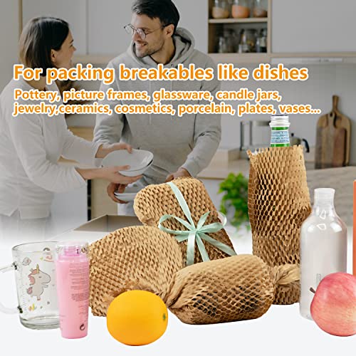 Honeycomb Packing Paper for Dishes Large Wide 20 Inches X164 Feet Gift Tissue Paper, Bubble Cushioning Wrap Roll Sustainable Packing Materials for Moving, Shipping Paper Wrap for Fragile Items - size: 20" x 164ft