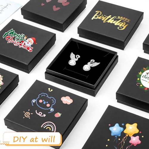 Small Jewelry Box, 40 Pack 3.5x3.5x1 Inch Jewelry Gift Boxes, Velvet Sponge Cardboard jewelry Boxes for Ring Earrings Necklaces (Black) - color: Black, size: 3.5x3.5x1 Inch (Pack of 40)