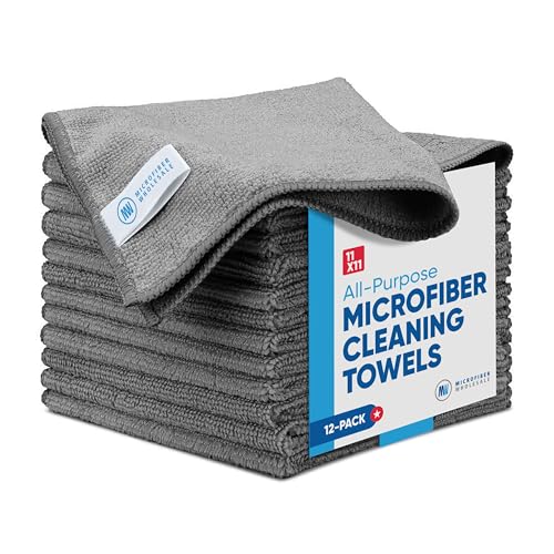 Gray Microfiber Cleaning Cloth - 12 Pack | Better Quality All Purpose Towels | Great for Messes in the Home | Clean, Dust, Polish | Soft, Absorbent, Durable | Wash 100s of Times - color: Gray