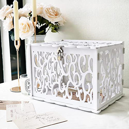 PVC Wedding Card Box for Reception, Money Gift Card Box for Wedding, White