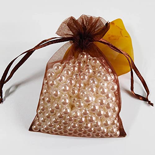 Sheer Organza Gift Bags Packs of 100 Drawstring 4x6 inch Brown - color: Brown 4x6in 100pc