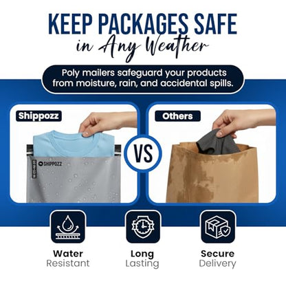 Shippozz 10x13 Poly Mailers 200 Pack, Durable Waterproof Polymailers for Shipping Clothes, Self Seal Mailing Bags for Small Business Packaging Supplies, Mailing Envelopes for Books, and Accessories - size: 10 x 13 (200pcs)