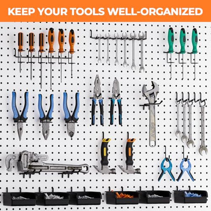 INCLY 220PCS Pegboard Accessories Organizer Kit for 1/4 Inch Pegboard - size: 220PCS