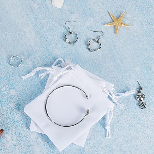 Shintop 10Pcs 3x4 Inch Velvet Drawstring Gift Bags for Wedding - color: White, size: 1 Count (Pack of 10)