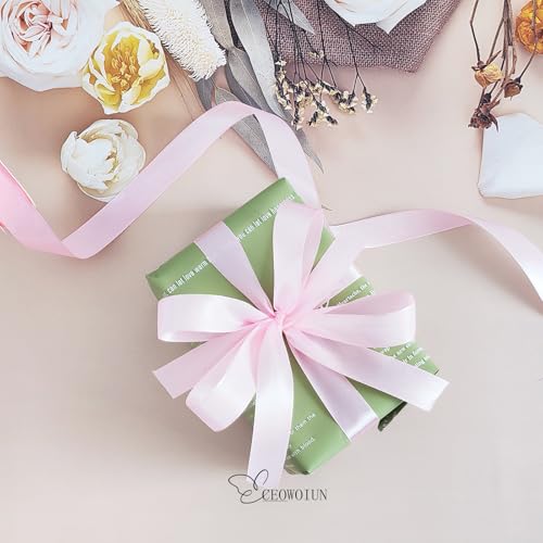 7/8in Polyester Pink Satin Ribbon 100Yds Wedding Craft Gift Wrap - color: Pink, size: 100Yards