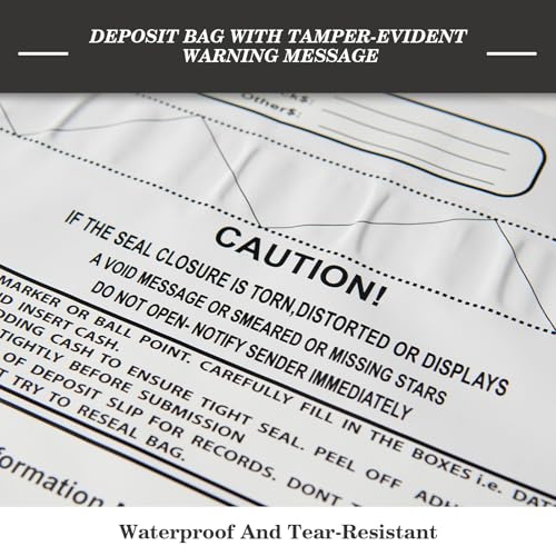 Plastic Tamper-Resistant Money Bags 9x12 - Self-Sealing Cash Deposit Bags White, 100 Pack