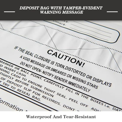 Plastic Tamper-Resistant Money Bags 9x12 - Self-Sealing Cash Deposit Bags White, 100 Pack