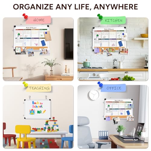 Marsrock Weekly Dry Erase Board, 17"x13", Double Sided, Colorful - color: Multicolor