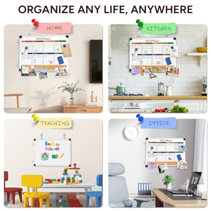 Marsrock Weekly Dry Erase Board, 17"x13", Double Sided, Colorful - color: Multicolor