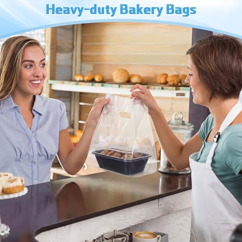 200 Pcs 4mil Plastic Take out Bag with Die Cut Handle 11.8" Clear Shopping Tote Bag Bulk for Retail Gift Restaurant - size: 7.9" X 4.7" X 11.8"