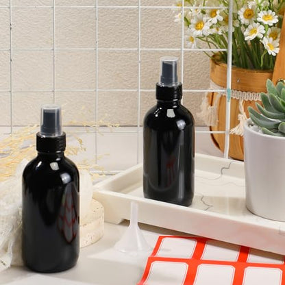 Fumete 2 Pack Glass Spray Bottles 4oz,Black, Black Top,Mist Bottle - color: Black, Black Top, style: Mist Bottle