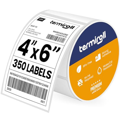 4x6 Thermal Shipping Labels Roll, 350 Precision Cut - size: 4x6 - 1 Roll | 350 Labels