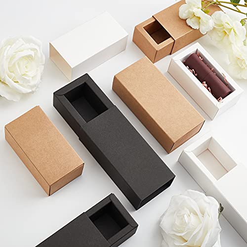 BENECREAT 12PCS Black Kraft Packaging Drawer Box 4x2x1.4 Inch Cardboard Present Box Gift Wrapping Boxes for Lipstick, Small Perfume Essential Oil Bottle - color: Black, size: 1 Count (Pack of 12)