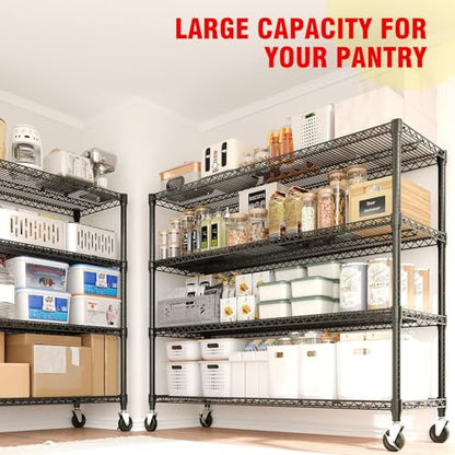 Garvee 71.8"H Metal Shelving with Wheels, 4-Tier Storage Shelves Heavy Duty - size: 59" Wx71.8 H