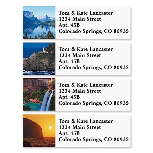 Magnificent Vistas Small Return Address Labels (8 Designs) - Set of 240 2" x 5/8" Self-Adhesive, Flat-Sheet Labels - style: Vistas