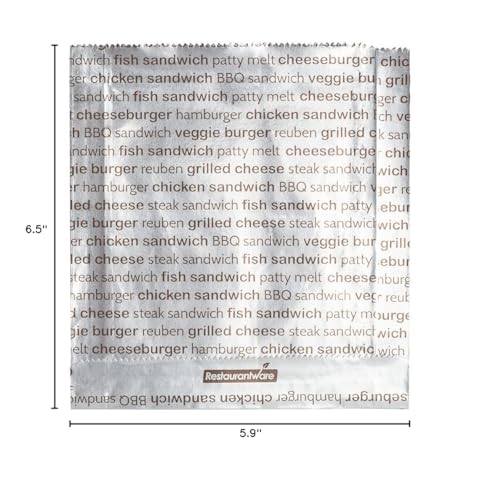 Restaurantware Paper Printed Burger Foil Bag, 5.9 x 1.2 x 6.5 In, 100 Pack - size: 6"