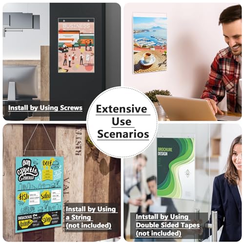 MaxGear Acrylic Wall Mount Sign Holder, 11 x 17 Vertical, 6 Pack - size: 11"x17"-6Pack