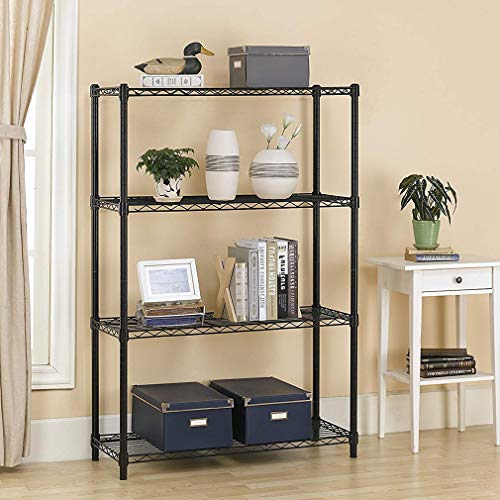BestOffice | 4-Tier Wire Shelf with Wheels | 14" x 36" x 54" | Black - color: Black, size: 14Lx36Wx54H
