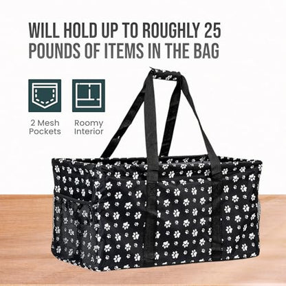 Extra Large Utility Tote Bag - Oversized Collapsible Beach Bag - Dog Paw - color: Dog Paw