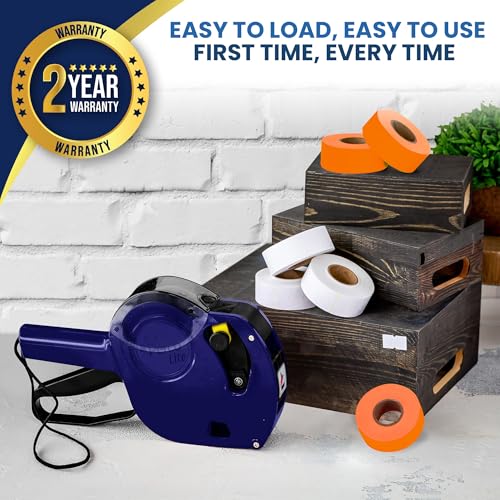 Perco Price Gun 1-Line Kit with 2 White 4 Orange Rolls, Clip & Ink Rollers - color: Fluorescent Orange