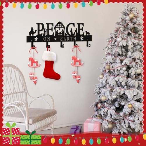 Cinnvoice Nativity Christmas Stocking Holder for Wall, 5 Hangers,Peace - style: Peace