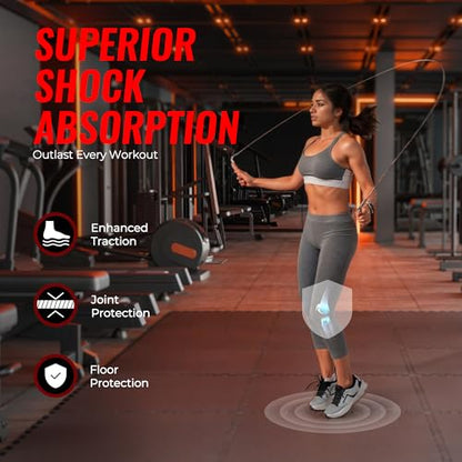 SUPERJARE 0.79'' Extra-Thick 6 Pcs 24 Sq Ft Exercise Equipment Mats - color: Black, size: 6 Tiles (24 Sq Ft)
