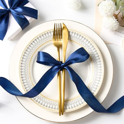 Dark Blue Satin Ribbon, 1 Inch, 50 Yards - color: dark blue